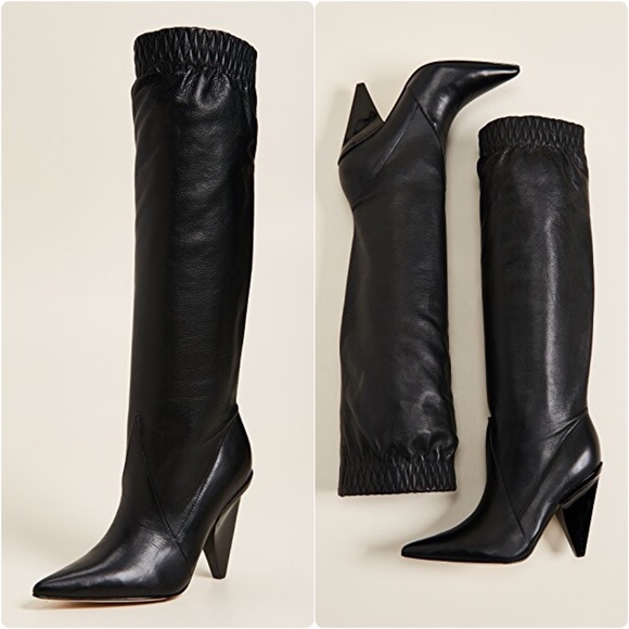NEW Sigerson Morrison Jay Leather Slouch Scrunch Cowboy Boots Shoes